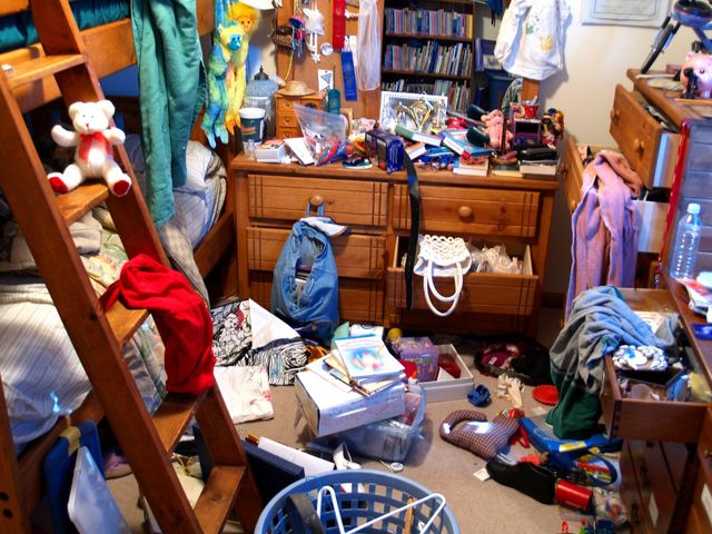 Little girls messy room